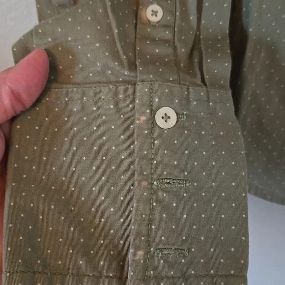 Dockers Olive Green Dot Button Down Long Sleeve Shirt Size Medium - Picture 4 of 9
